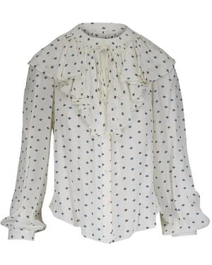 Veronica Beard Blouse Imprimée À Volants - Grey