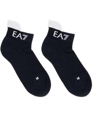 EA7 Calzini Alla Caviglia Con Logo A Intarsio - Blu