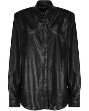 ANDAMANE Leather Button-Closure Shirt - Black