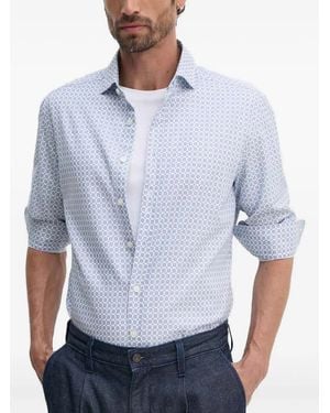 Hackett Pointed-Collar Patterned Shirt - Blue