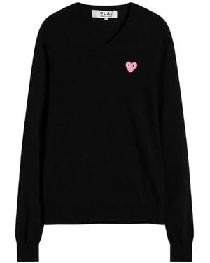 COMME DES GARÇONS PLAY Heart-Patch V-Neck Sweater - Black
