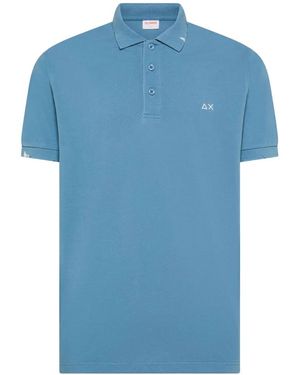 Sun 68 Polo Bordado Con Efecto Envejecido - Azul