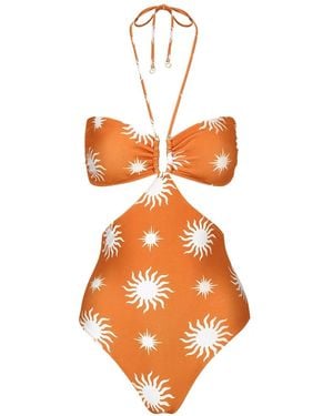 DAZE DAYZ Sun-Print Cutout Swimsuit - Orange