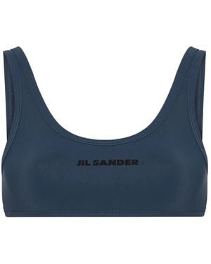 Jil Sander Top Bikini Con Stampa - Blu