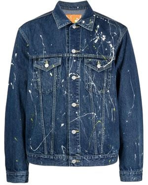 Yohji Yamamoto Giacca Denim Con Stampa - Blu