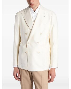 Tagliatore Double-Breasted Peak-Lapel Suit Jacket - White