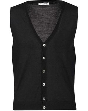 Al Duca d'Aosta Fine-Knit V-Neck Vest - Black