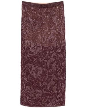 Liu Jo Falda Midi Con Motivo Floral En Jacquard E Hilo Metalizado - Morado