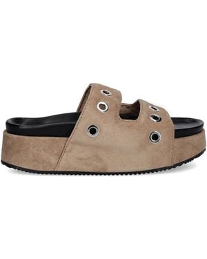 Inuikii Slippers Met Plateauzool En Ringlets - Bruin