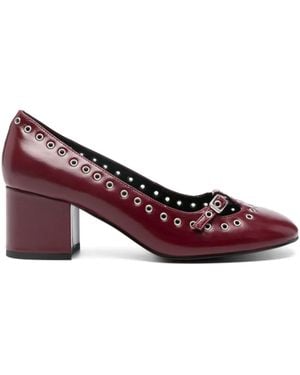 Bibi Lou Eyelet-detail Block-heel Court Shoes - Purple