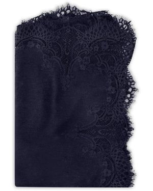 Janavi Lace-Trimmed Scarf - Blue