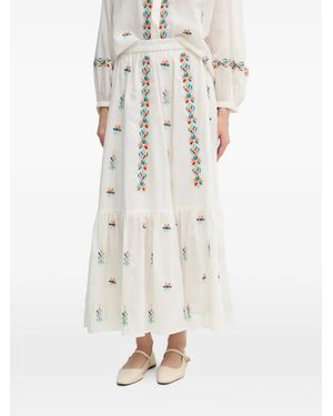 La Petite Francaise Jamal Embroidered Tiered Maxi Skirt - White