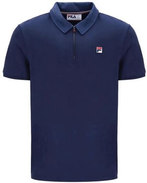 Fila Ettore Logo-Patch Zip-Fastening Polo Shirt - Blue