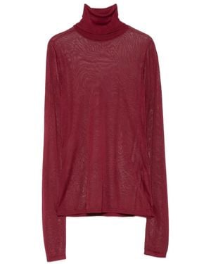 Zimmermann Jersey De Punto Fino Con Cuello Alto - Rojo