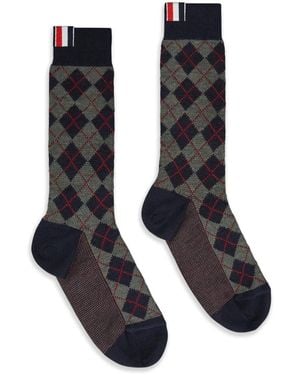 Thom Browne Argyle-Knit Jacquard Wool Socks - Black