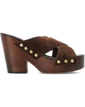 Paris Texas Studded Crossover Sandals - Brown