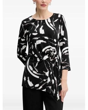 Joseph Ribkoff Graphic-Print Knot Top - Black