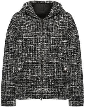Valentino Garavani Hooded Tweed Jacket - Black
