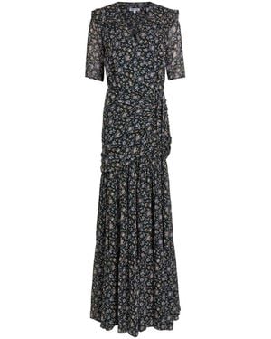 Veronica Beard Ruffled Floral-Print Maxi Dress - White