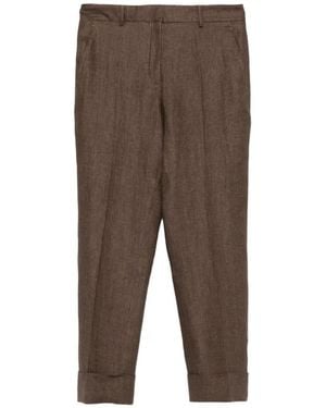 Incotex Pressed-Crease Turned-Up Pants - Brown