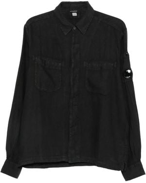C.P. Company Long-Sleeved Mini Utility Shirt With Front Pockets - Black