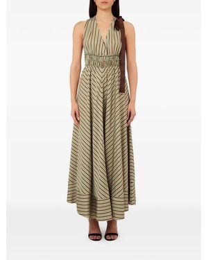 Liu Jo Striped V-Neck Dress - Metallic