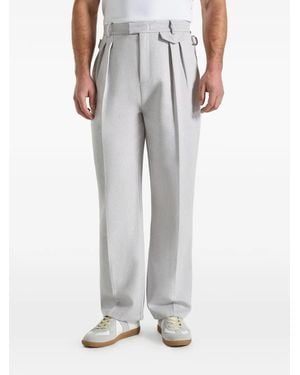 Manière De Voir Pierre Pleated Textured Trousers - Grey