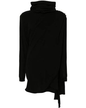 Saint Laurent Hooded Wool Dress - Black