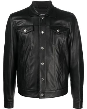 DSquared² Button-Up Leather Shirt - Black