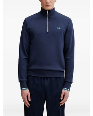 Fred Perry Pullover Mit Viertelreißverschluss - Blau