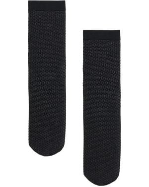 Wolford Geometric-Pattern Metallic-Yarn Socks - Black