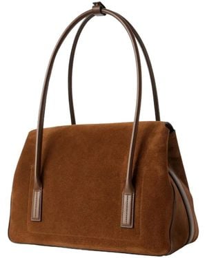 Tom Ford Padlock-Detail Suede Shoulder Bag - Brown