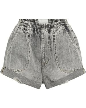 One Teaspoon Hunters Elasticated Denim Shorts - Grey