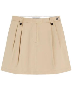 Tommy Hilfiger Pleated Embroidered Mini Skirt - Natural