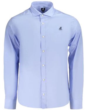 U.S. Grand Embroidered-Logo Long-Sleeve Shirt - Blue