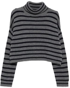 Lisa Yang Gestreifter Zerlina Rollkragenpullover - Schwarz