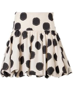Akris Polka-Dot Bubble-Hem Mini Skirt - White