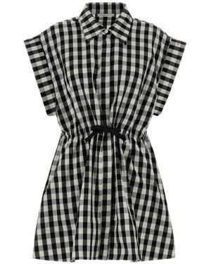 Givenchy Gingham A-Line Mini Shirt Dress - Black