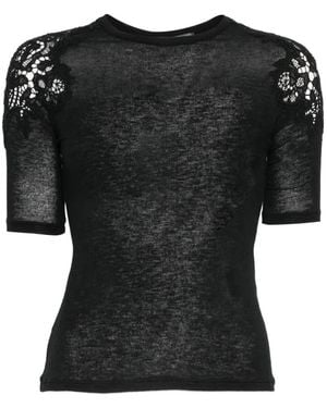 Ermanno Scervino T-Shirt À Empiècements En Dentelle - Black