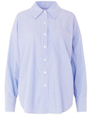 Samsøe & Samsøe Arielle Striped Cotton Shirt - Blue
