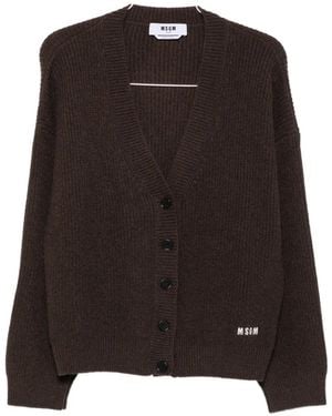 MSGM Long Sleeve V-Neck Cardigan - Brown