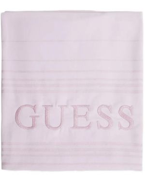 Guess Logo-Embroidered Fringed Beach Towel - Pink
