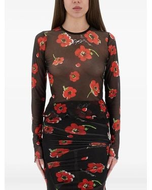 Moschino Haut À Fleurs - Rouge