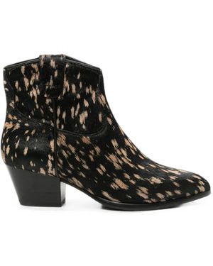 Ash Pony-Fur Ankle Boots - Black