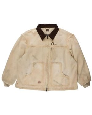 Evisu Seagull Graphic-Print Corduroy-Collar Jacket - Natural