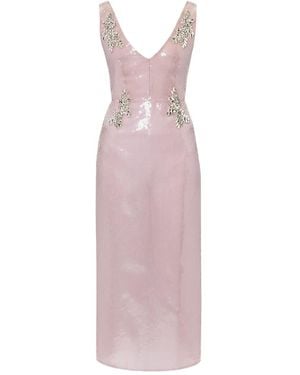 Erdem Sequin-Embellished V-Neck Dress - Purple