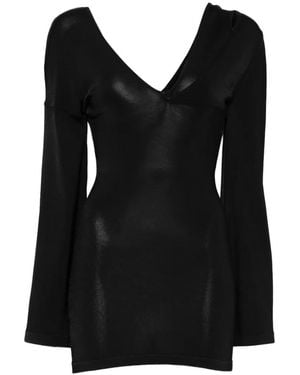 AYA MUSE Vネック ミニドレス - ブラック