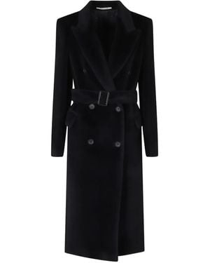 Tagliatore Double-Breasted Belted Coat - Black