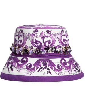 Dolce & Gabbana Majolica-Print Bucket Hat - Purple
