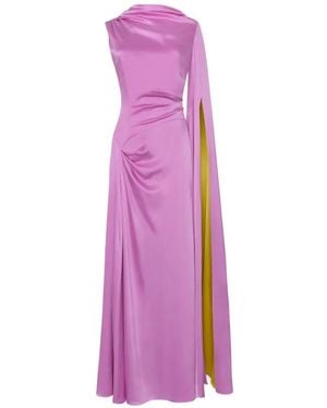 ROKSANDA Oma Draped Silk-Satin Maxi Dress - Purple